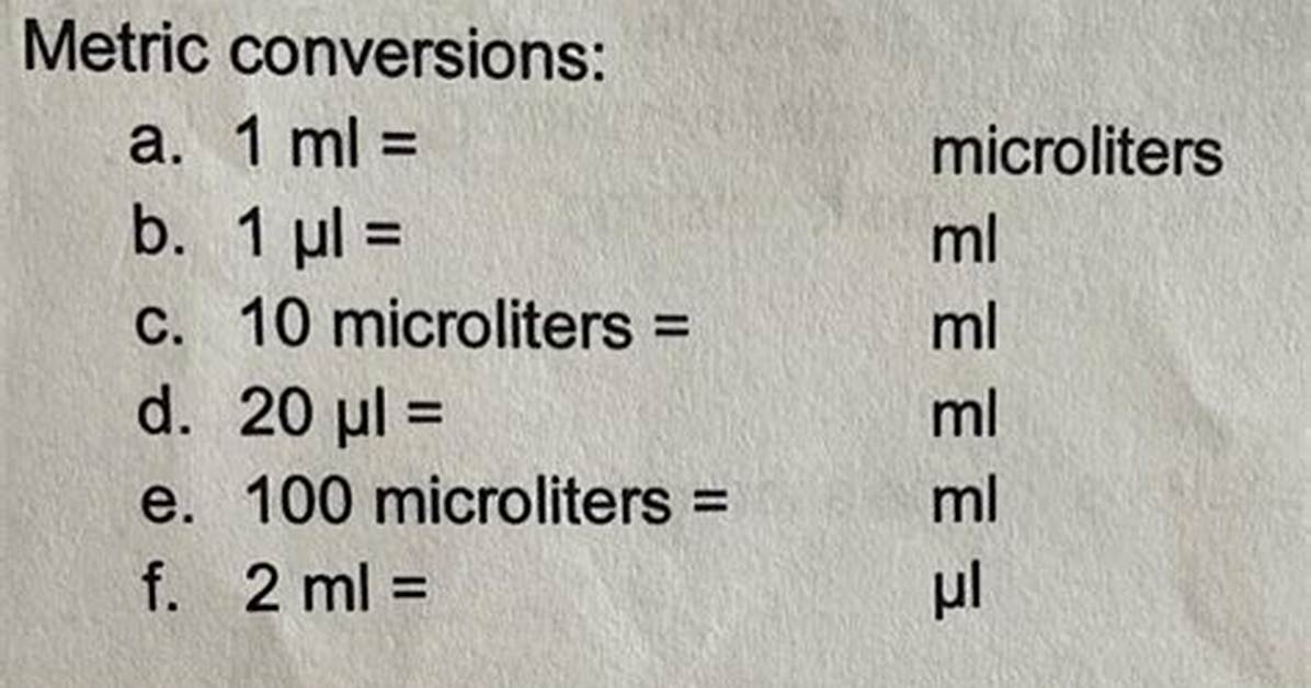 100 Ul to L (Convert 100 Microliters to Liters)