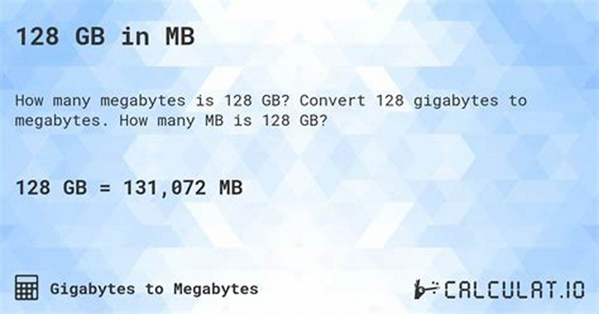 128 Gb to Mb (Convert 128 Gigabytes to Megabytes)