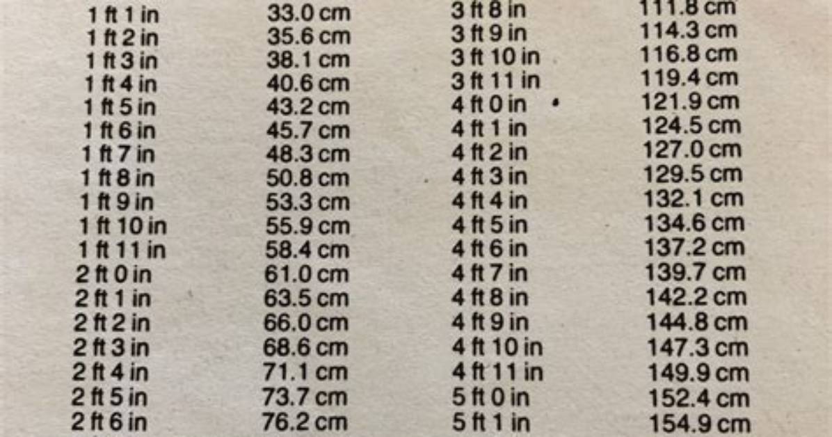 13.7 Cm to Feet and Inches
