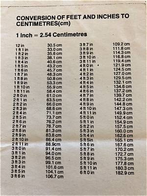 13.7 Cm to Feet and Inches
