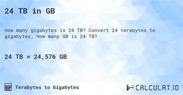 24 Gb to Mb (Convert 24 Gigabytes to Megabytes)