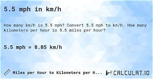 5.8 Kmh to Mph (5.8 Kilometers per Hour to Miles per Hour)
