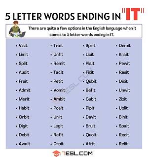 5 Letter Words Ending with Lt All Words List
