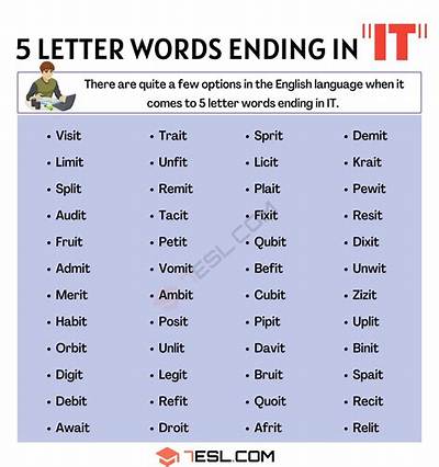 5 Letter Words Ending with Lt All Words List