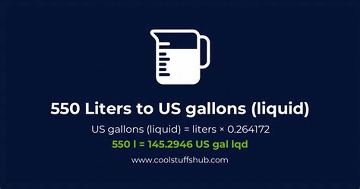 550 Liters to Gallons (550 L to Gal)