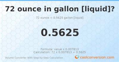 72 Oz to Gallons (72 Ounces to Gallons)