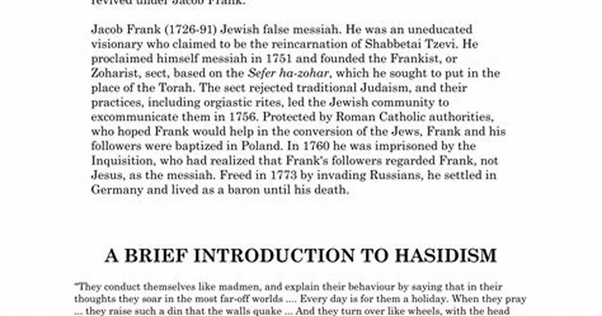 Hasidism in America -- a Brief Introduction to Hasidism