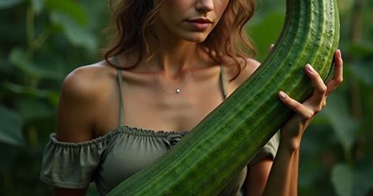 Lady Displays Huge Cucumber Shaped Like Manhood That She Uses on Herself (Watch)