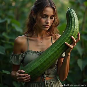 Lady Displays Huge Cucumber Shaped Like Manhood That She Uses on Herself (Watch)