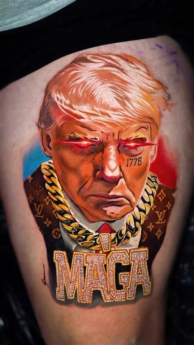 Man Gets Huge Tattoo of Donald Trump's Mugshot on His Leg