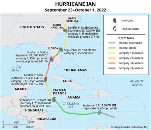 Map: Tracking the Path of Hurricane Ian