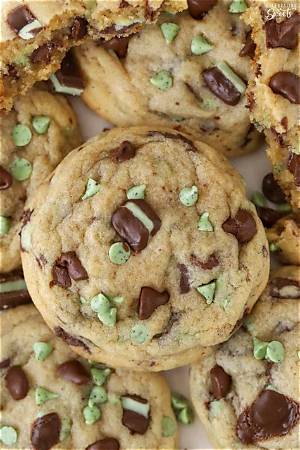 Mint Chocolate Chip Cookies - Celebrating Sweets