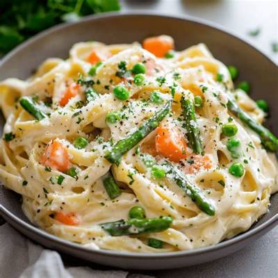 Spring Veggie Fettuccine Alfredo Recipe