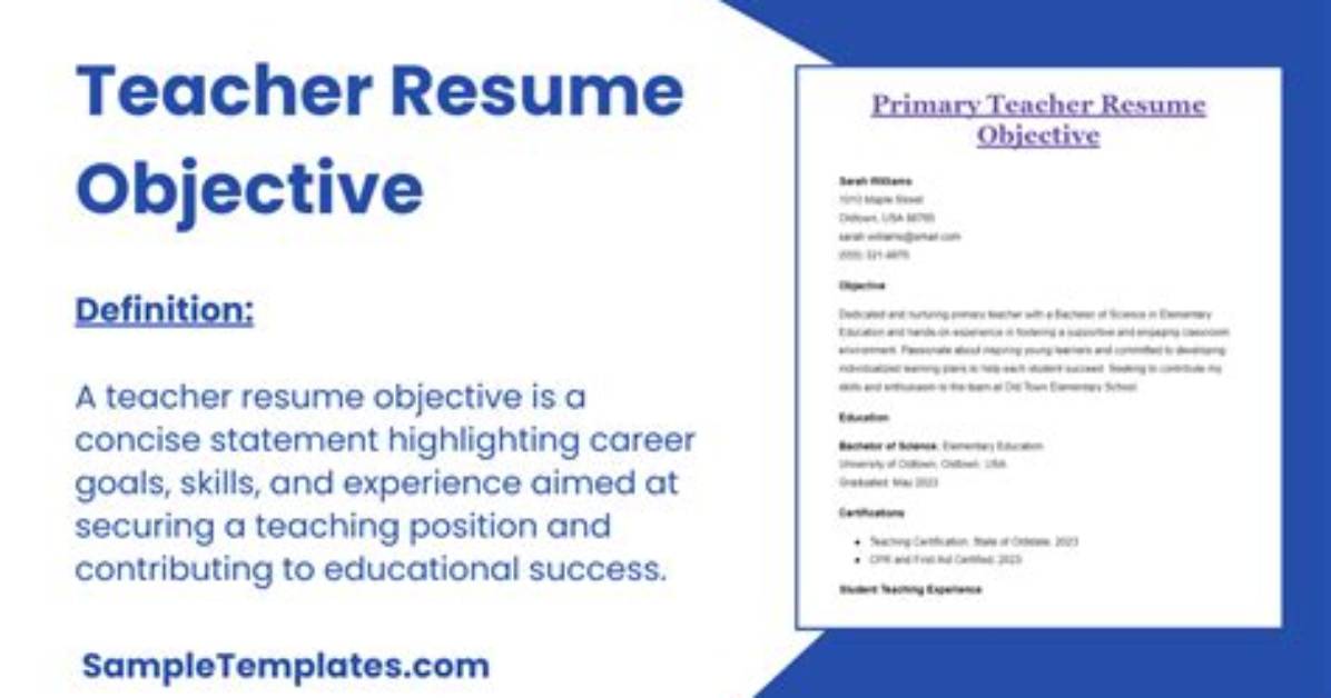 Top Teacher Resume Objective Examples (You Should Apply)